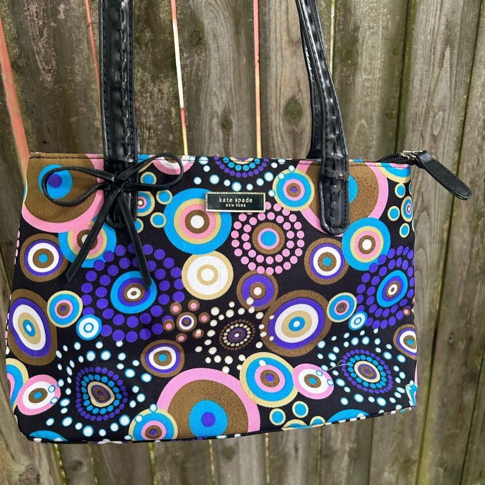 Vintage y2k 2000s Kate Spade multicolor purple pink blue brown shoulder bag purs - Picture 10 of 10